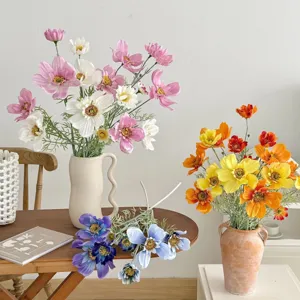 Pastoral Silk Cloth Artificial Cosmos Flower Four Heads Fake Flowers For Home Hotel Wedding Party Decor Floral Arrangement