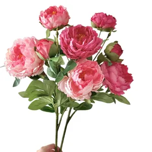 Bouquet di peonie artificiali rosa e magenta realistiche per eleganti decorazioni da tavola