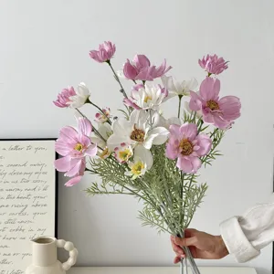 Artificial pink and white Cosmos flowers bouquet for home and wedding floral decoration