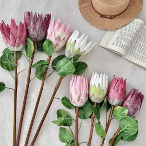 Realistic artificial King Protea flower buds for wedding scene and home table decoration