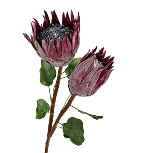 Artificial deep red King Protea flower branch for elegant home and wedding decor