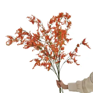Hierba de los enamorados artificial naranja vibrante para decoración de hogar y bodas.