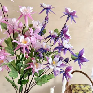 Elegant artificial Aquilegia flowers for home decor and wedding photography props