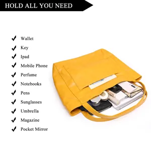 Bolso tote grande de cuero vintage amarillo con interior espacioso para esenciales