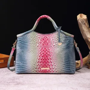 Bolso de mano vintage con relieve de cocodrilo en degradado multicolor vibrante