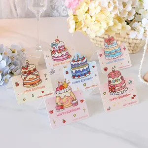 Lot de 6 jolies cartes d'anniversaire pliantes 3D avec motifs gâteaux et dorures.