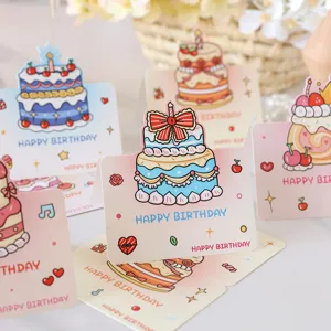 Lot de jolies cartes d'anniversaire pliables en 3D avec des motifs de gâteaux colorés
