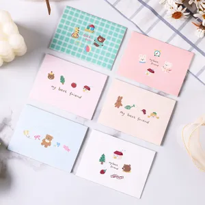 Variety set of six minimalist cartoon animal gift cards with sweet message prints