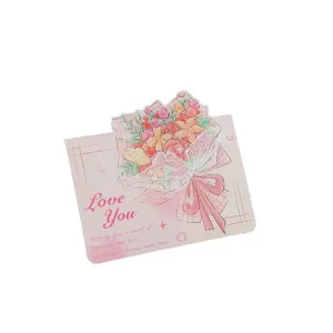 Stereo flower bouquet greeting card with Love You greeting text