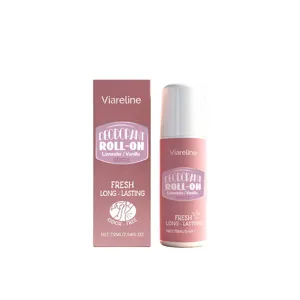 Desodorante roll-on VIARELINE de lavanda y vainilla 75ml con su caja de embalaje