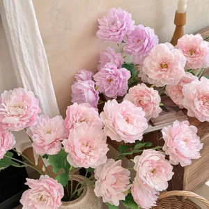 Elegant European style 6-head artificial peony bouquet for home, wedding and hotel decor