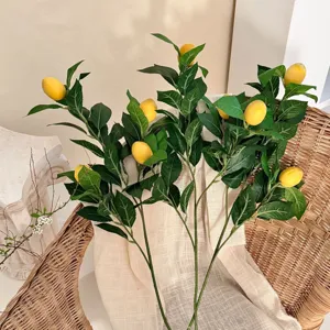 Künstliche Zitronenzweige mit gelben Früchten für Wohnzimmerdeko und Fotografie-Requisiten