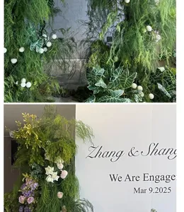 Lush artificial asparagus fern greenery for forest-themed wedding and window decor