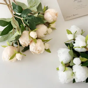 Elegant 2-head artificial peony silk flowers for home and wedding table decoration