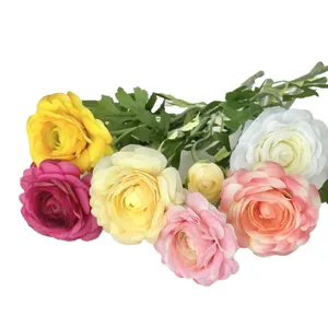 Elegant artificial Ranunculus Asiaticus bouquet in mixed colors for home floral decor