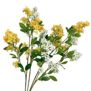 Lifelike artificial lilac flower branches in white and yellow for home wedding decor