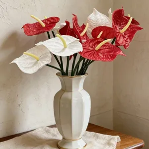 Large EVA Artificial Anthurium Flower Realistic Fire Crane Palm Stem For Living Room Wedding Party Table Home Decor