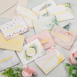 Tarjetas de Felicitación Florales con Lámina de Oro y Sobres para Cumpleaños Día de la Madre Boda Gracias Tarjetas de Bendición