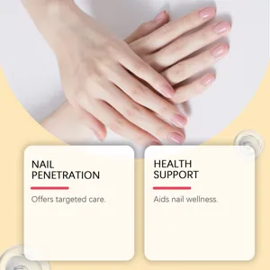 Close-up of healthy nails on hands with text explaining nail care and support benefits.