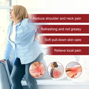 Detail view showing joint pain relief spray benefits for neck and back discomfort.