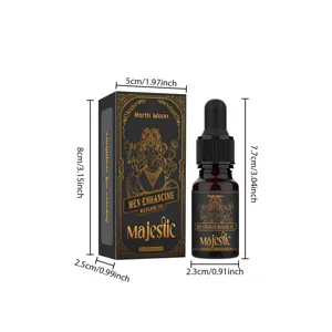 Dimensiones del frasco y la caja de aceite de masaje para hombres North Moon 10ml