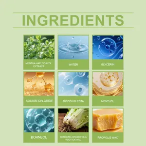 Vista dettagliata di estratti vegetali naturali e principi attivi per lo spray nasale.