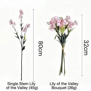 Realistische künstliche rosa Maiglöckchen mit Größen- und Gewichtsangaben für Deko