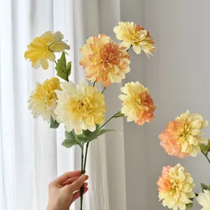 Vibrant yellow and orange artificial dahlia flowers for elegant home decor arrangement
