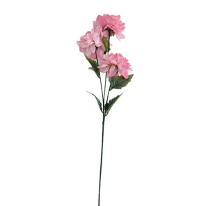 Realistic three-head pink artificial dahlia flower for home and wedding decoration.