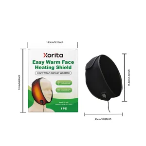 Umfassende Abmessungen für Xorita Easy Warm Gesichtsheizschild mit Verkaufsbox