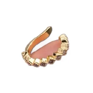 Elegant gold plated ear cuff with sparkling cubic zirconia stones for non-pierced ears