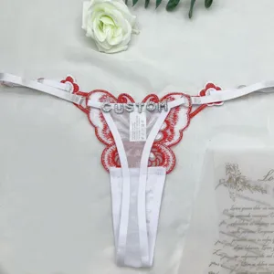 Sexy mariposa estrás lencería transparente de encaje cintura baja bragas tanga.