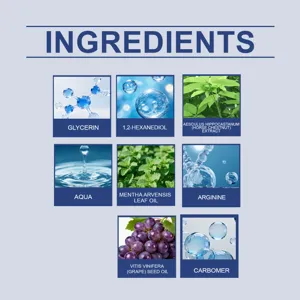 Ingredientes naturales del aceite de masaje para piernas: glicerina y pepita de uva.