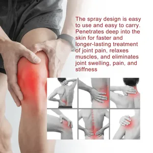 Joint relief spray detail showing applications for knee, back, shoulder and neck pain relief.