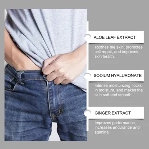 Detalles de extractos de jengibre y aloe en aceite de masaje para hombres