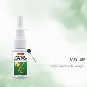 Dettaglio dell'ugello dello spray nasale portatile e del design della bottiglia pulita.