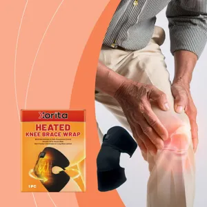 Heated knee brace wrap with multi-heat settings and comfortable fit for joint pain relief.