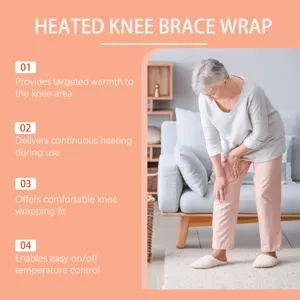Heated knee brace wrap for joint pain relief, targeted warmth therapy, adjustable daily care.