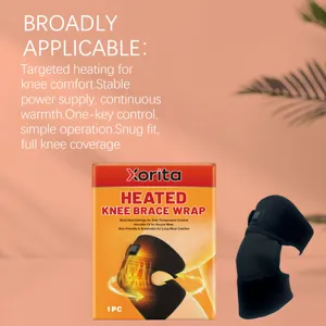 Heated knee brace wrap with targeted warmth, adjustable temperature control and comfortable fit.