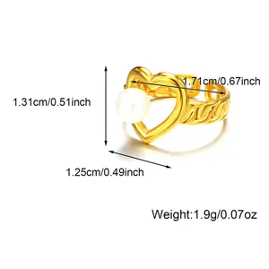 Technische Maße und Gewicht für diesen minimalistischen goldenen Herz Perlenring Detail