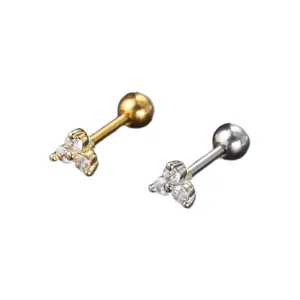 Paar zirkonia cluster kraakbeen studs met schroefsluiting in goud en zilver finish.