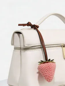 Large 3D resin strawberry bag charm, cute keychain pendant for fashion women handbags.