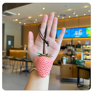 Large 3D simulation strawberry bag charm resin women pendant fashion purse accessory