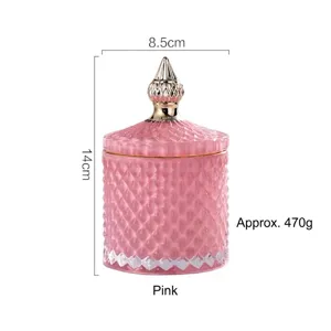 Technische Details zum rosa geprägten Glas-Vorratsglas mit dekorativem Goldranddeckel
