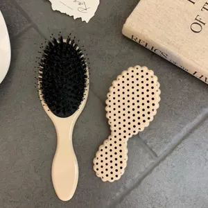 Polka Dot Boar Bristle Air Cushion Hair Brush Scalp Massage Detangling Volumizing Hair Comb Easy To Clean Salon Tool For Women