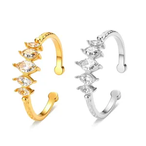 Elegante verstellbare Ringe aus Edelstahl in Gold und Silber mit Marquise-Steinen