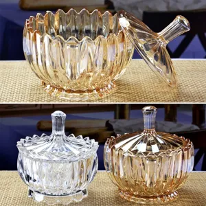 Glas Lotus Vorratsglas mit Deckel klar und bernstein Bonbonbehälter Küche Snack Dessert