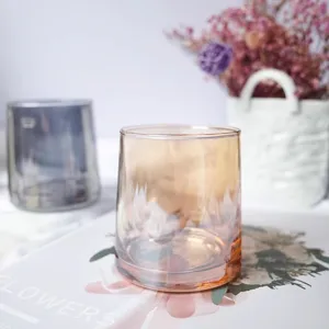 Creative Colorful Glass Cup DIY Aromatherapy Candle Holder Transparent Amber Smoke Grey Handmade Glass Candle Cup