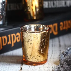 Gold Mercury Glass Votive Candle Holder Romantic Starry Tealight Cup Home Decor Craft Ornament
