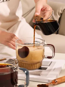 Transparentes Glas Kaffeetasse Mit Henkel Und Süßes Kaninchen Muster Natronkalkglas Tasse Für Milch Und Kaffee